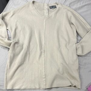 Anthropologie Cream V-Neck Sweater